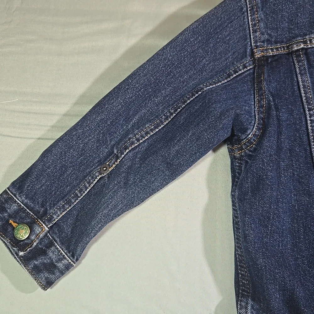 OshKosh B'gosh Classic Blue Jean Jacket Green Buttons Kids Size 4
